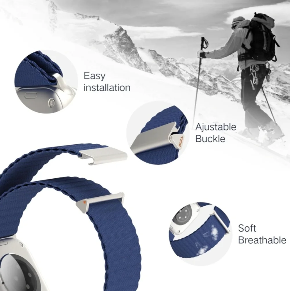 Navy blue Nylon Sport Band Compatible With Apple Watch